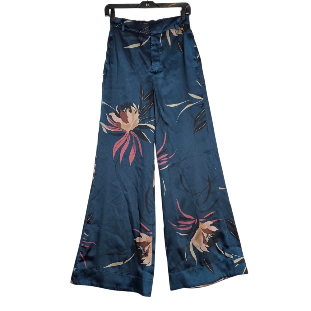 Zara  satin floral Wide Leg Pants (TALL)